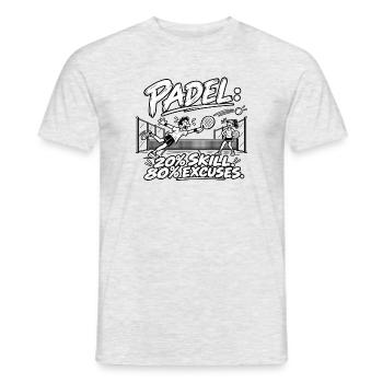 Padel: 20% Können, 80% Ausreden | Lustiges Padel-Tennis - Männer T-Shirt - Grau meliert - Vorne - AI Model Male 178 dark (178cm)