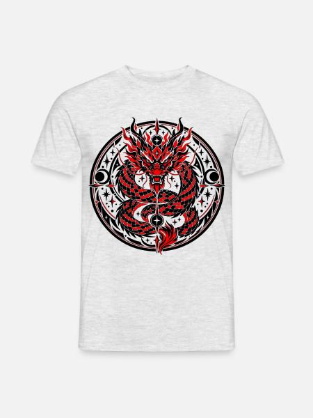Himmlisches chinesisches Drachenemblem - Männer T-Shirt - Grau meliert