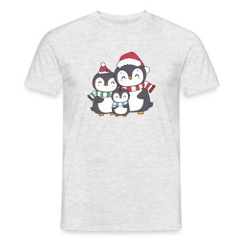 Frohe Pinguin-Weihnachtsfeiertage - Männer T-Shirt - Grau meliert - Vorne - AI Model Male 178 dark (178cm)