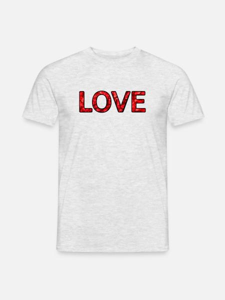 LOVE – Rot – 30 cm - Männer T-Shirt - Grau meliert