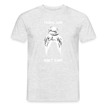 Travel Hair Dont Care Messy Bun Reisen Urlaub - Männer T-Shirt - Grau meliert - Vorne - AI Model Male 178 dark (178cm)