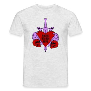 Books Before Boys - dreifarbig - Männer T-Shirt - Grau meliert - Vorne - AI Model Male 178 dark (178cm)