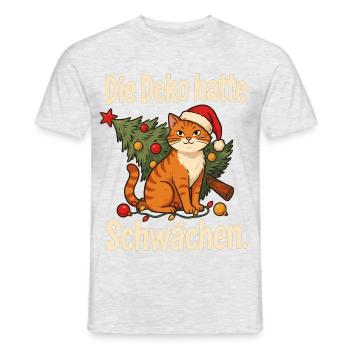 Weihnachtskatze mit Nikolausmütze Lustiger Spruch - Männer T-Shirt - Grau meliert - Vorne - AI Model Male 178 dark (178cm)