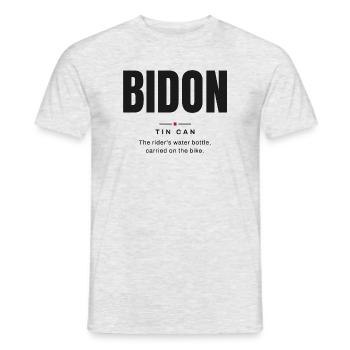 Flasche — Blechdose | Wahres Fahrrad-Vokabular - Männer T-Shirt - Grau meliert - Vorne - AI Model Male 178 dark (178cm)