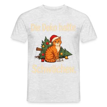 Katze Weihnachten Umgekippter Weihnachtsbaum Humor - Männer T-Shirt - Grau meliert - Vorne - AI Model Male 178 dark (178cm)
