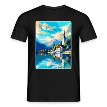 St Wolfgang Austria Vintage Travel Poster Souvenir - Men's T-Shirt - black - Front - AI Model Male 178 light (178cm)