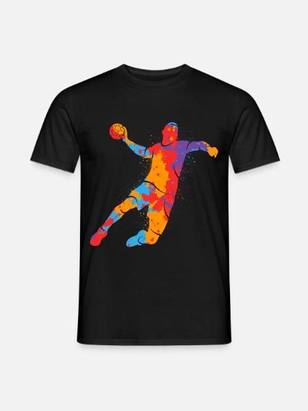 Handballspieler bunt Handballer Jungen Handball - Männer T-Shirt - Schwarz