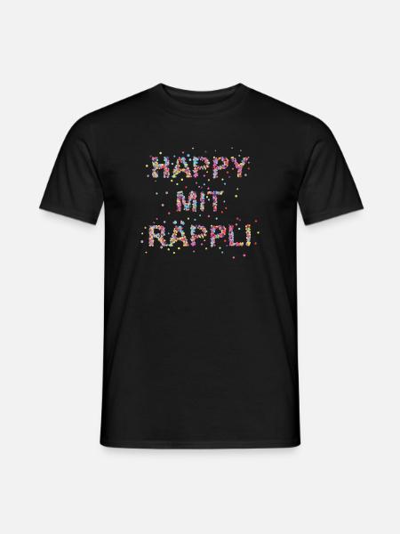 Happy mit Räppli - Männer T-Shirt - Schwarz