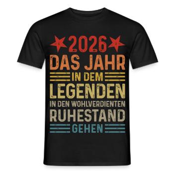 2026 Legende Ruhestand Rentner Pensionär Geschenk - Männer T-Shirt - Schwarz - Vorne - AI Model Male 178 light (178cm)
