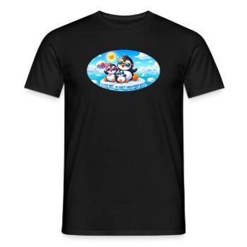 Funny Penguins - Men's T-Shirt - black - Front - AI Model Male 178 light (178cm)