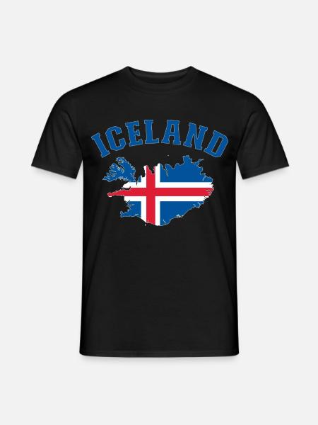 Island Flagge Landkarte - Männer T-Shirt - Schwarz