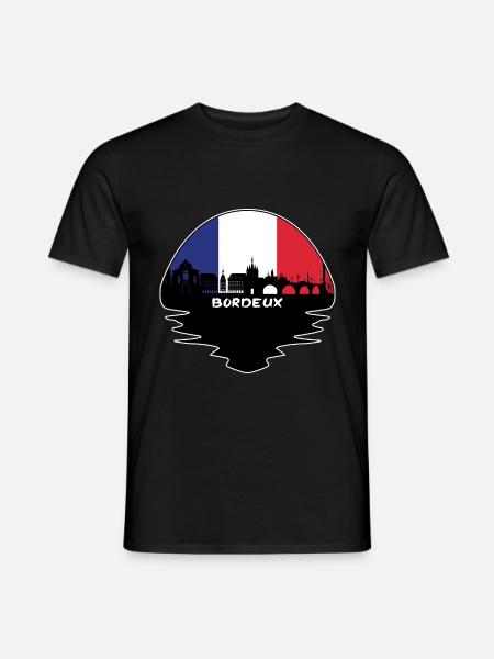 Bordeaux-Frankreich-Flaggen-Skyline-Schattenbild-Reise - Männer T-Shirt - Schwarz