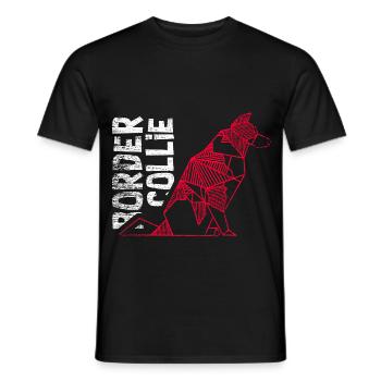 Geometrischer Border Collie Mathefan - Männer T-Shirt - Schwarz - Vorne - AI Model Male 178 light (178cm)