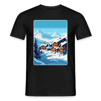 Val Thorens Frankreich Vintage Reiseplakat Souvenir - Männer T-Shirt - Schwarz - Vorne - AI Model Male 178 light (178cm)