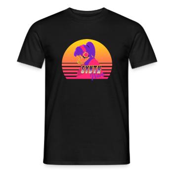Synthwave Girl - Men's T-Shirt - black - Front - AI Model Male 178 light (178cm)