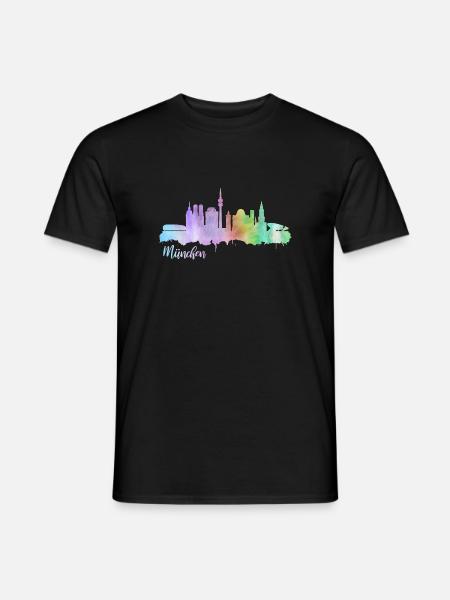 Skyline München Deutschland - Männer T-Shirt - Schwarz