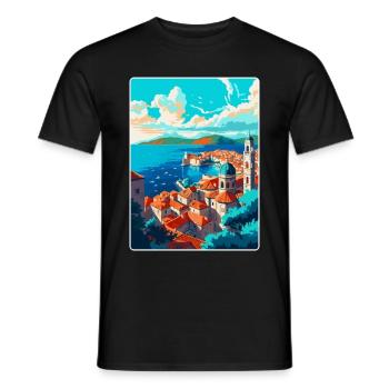 Dubrovnik Kroatien Vintage Reiseplakat Souvenir - Männer T-Shirt - Schwarz - Vorne - AI Model Male 178 light (178cm)