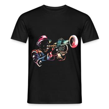 Weiches Flügelhorn Orchesterklang - Männer T-Shirt - Schwarz - Vorne - AI Model Male 178 light (178cm)