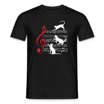 Cat Cats Sheet Music Musician - Men's T-Shirt - black - Front - AI Model Male 178 light (178cm)