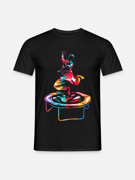 Hochfliegender Trampolin Akrobat - Männer T-Shirt - Schwarz