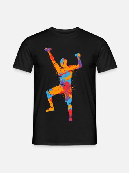 Klettern Berge bunter Kletterer Bouldern - Männer T-Shirt - Schwarz