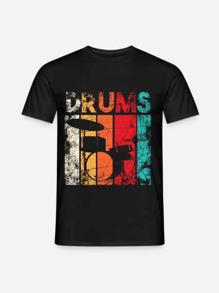 Drums Drummer Schlagzeuger Schlagzeugspieler Retro - Männer T-Shirt - Schwarz