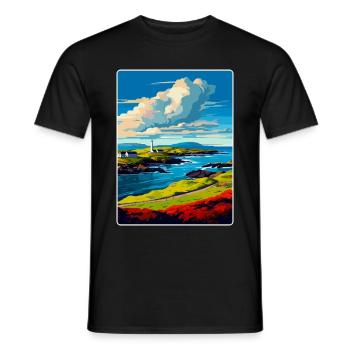 Isle Of Islay Scotland Uk Travel Poster Souvenir - Men's T-Shirt - black - Front - AI Model Male 178 light (178cm)