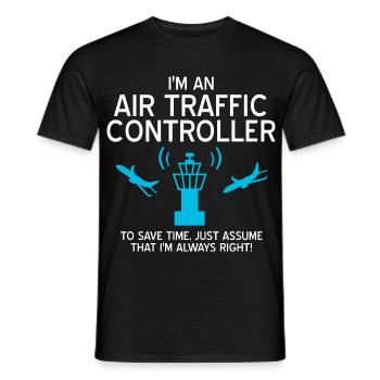Fluglotse Air Traffic Controller ATC Towerlotse - Männer T-Shirt - Schwarz - Vorne - AI Model Male 178 light (178cm)