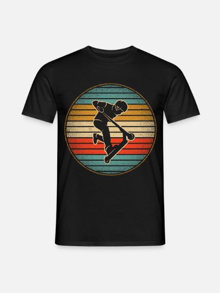 Tretroller Tricks Vintage Jungen Stunt Scooter - Männer T-Shirt - Schwarz