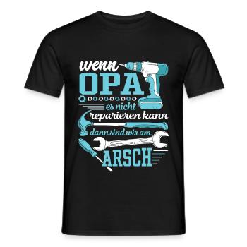 Wenn Opa es nicht reparieren kann - Männer T-Shirt - Schwarz - Vorne - AI Model Male 178 light (178cm)