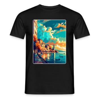 Thessalonique Grèce Affiche de voyage vintage souvenir - T-shirt homme - noir - Devant - AI Model Male 178 light (178cm)