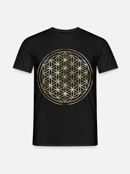 Blume des Lebens gold - Männer T-Shirt - Schwarz