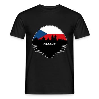 Prag Tschechien Flagge Skyline Silhouette Reisen - Männer T-Shirt - Schwarz - Vorne - AI Model Male 178 light (178cm)
