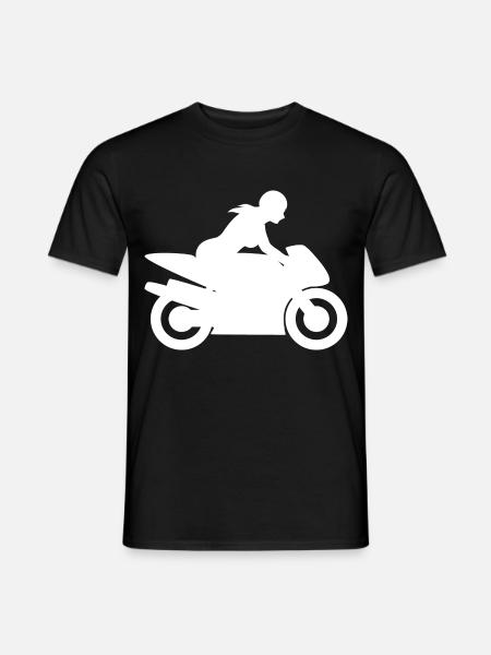 Motorradfahrerin Bikerin - Männer T-Shirt - Schwarz