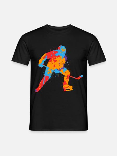 Eishockey Spieler Bunt Kinder Eishockeyspieler - Männer T-Shirt - Schwarz
