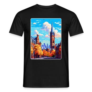 Manchester England Uk Reise Poster Souvenir WPA - Männer T-Shirt - Schwarz - Vorne - AI Model Male 178 light (178cm)