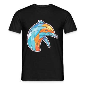 Delphin Bunte Aquarell-Tierillustration - Männer T-Shirt - Schwarz - Vorne - AI Model Male 178 light (178cm)