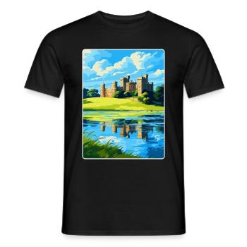 Leeds Castle England Uk Travel Poster Souvenir WPA - Men's T-Shirt - black - Front - AI Model Male 178 light (178cm)