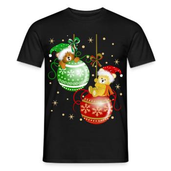 Bärchen auf Weihnachtskugeln Bär Weihnachtsdeko - Männer T-Shirt - Schwarz - Vorne - AI Model Male 178 light (178cm)