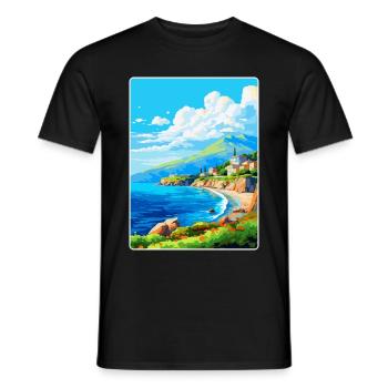 Mani Halbinsel Griechenland Vintage Reiseposter WPA - Männer T-Shirt - Schwarz - Vorne - AI Model Male 178 light (178cm)