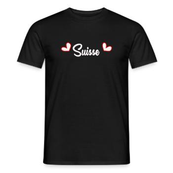 SUISSE. HUMOUR. PAYS. DRAPEAU. GENEVE. LAUSANNE - T-shirt homme - noir - Devant - AI Model Male 178 light (178cm)