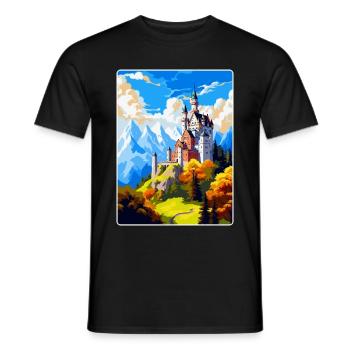 Neuschwanstein Castle Germany Travel Poster WPA - Men's T-Shirt - black - Front - AI Model Male 178 light (178cm)
