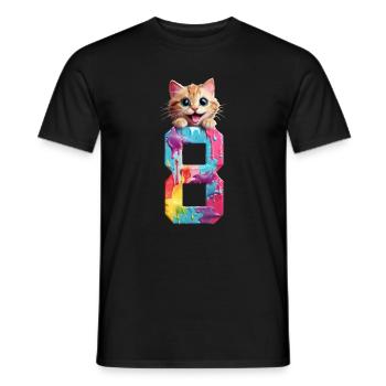 8 YEARS OLD CAT 8TH BIRTHDAY - Men's T-Shirt - black - Front - AI Model Male 178 light (178cm)