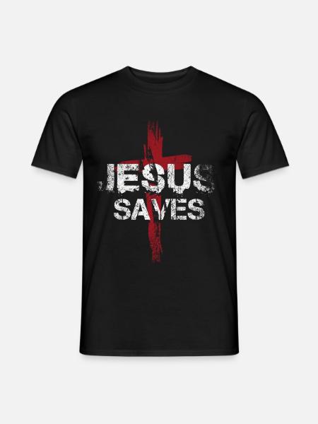 Jesus Saves - Männer T-Shirt - Schwarz