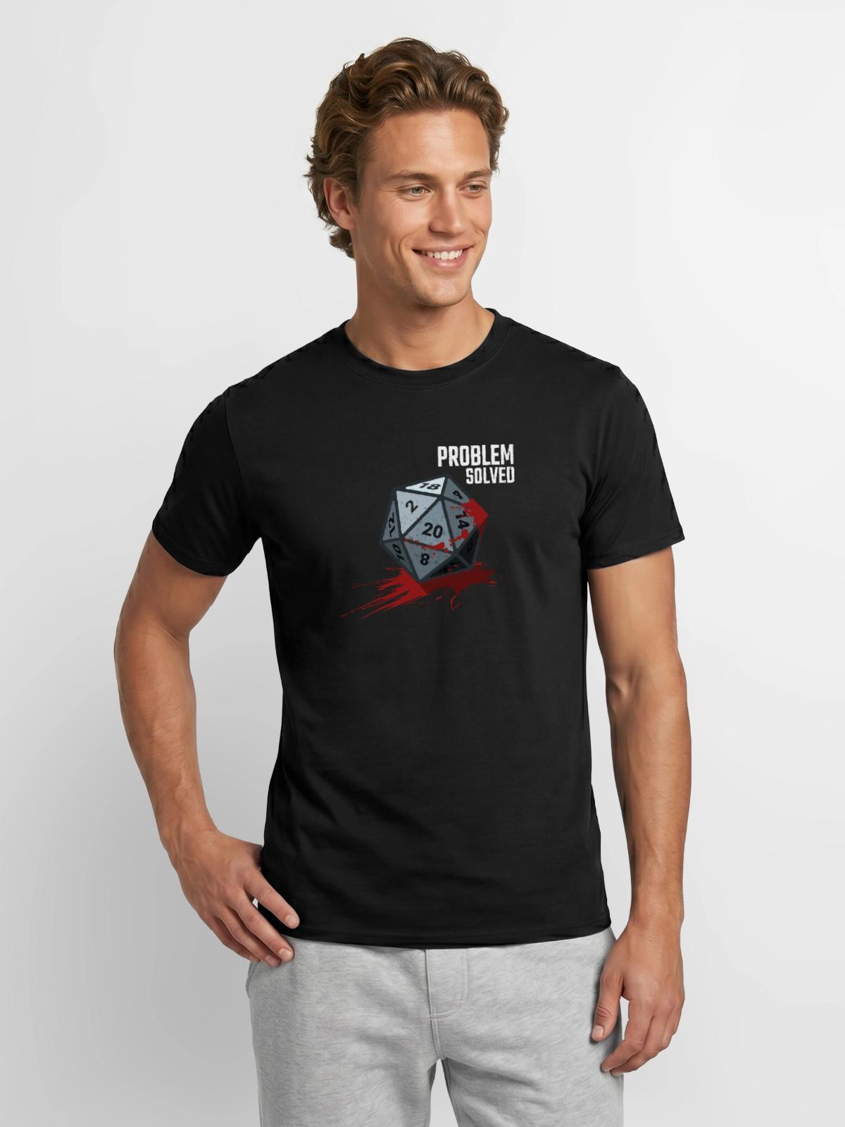 D20 Würfel - Problem solved - Männer T-Shirt - Schwarz - Vorne - AI Model Male 178 light (178cm)
