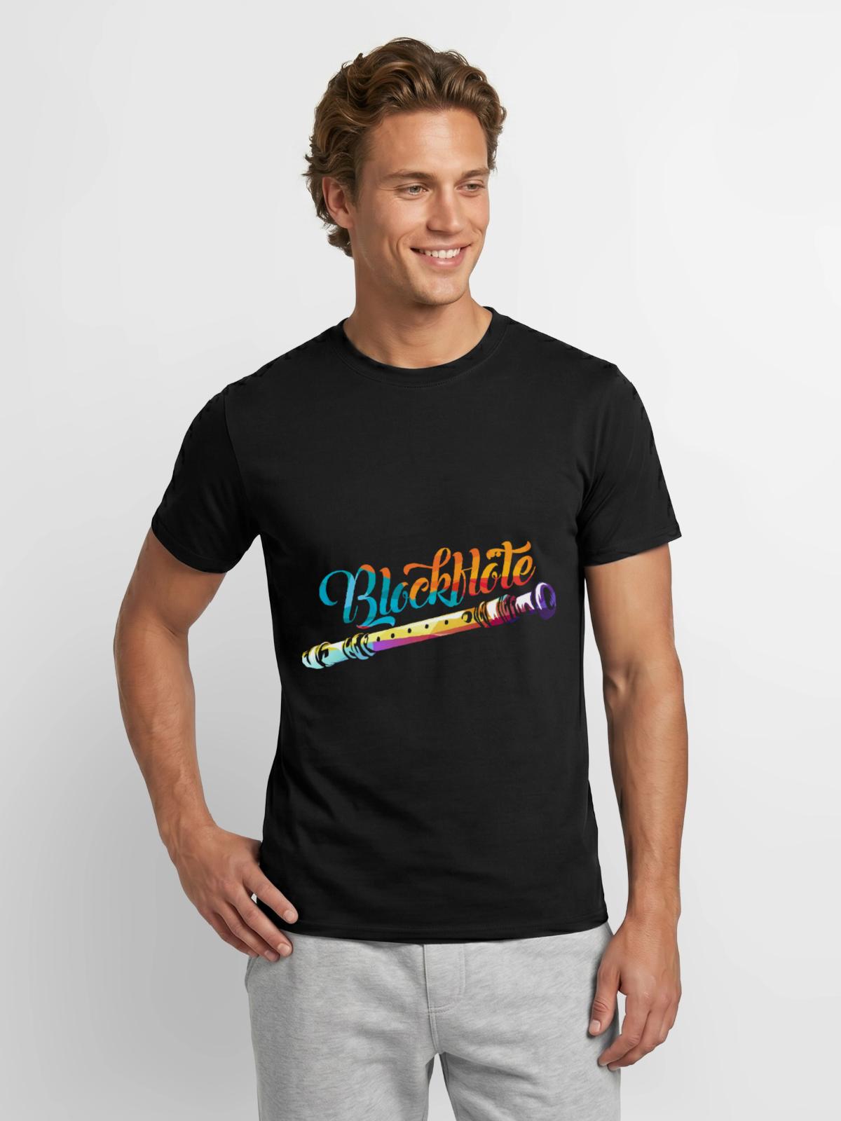 Flinke Blockflöte Bläserensemble - Männer T-Shirt - Schwarz - Vorne - AI Model Male 178 light (178cm)