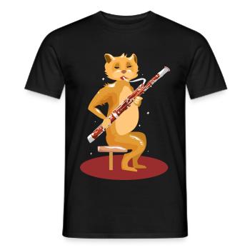 Verspielte Fagottkatze Musikschule - Männer T-Shirt - Schwarz - Vorne - AI Model Male 178 light (178cm)