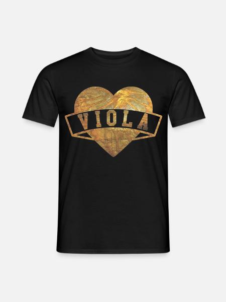 Viola Herzen Gold - Männer T-Shirt - Schwarz