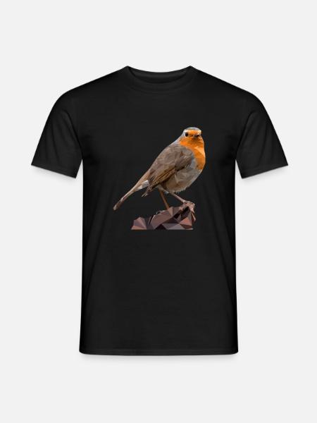 Rotkehlchen Design , Vogel des Jahres 2021 Polygon - Männer T-Shirt - Schwarz