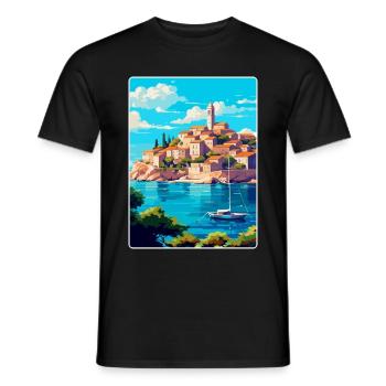 Primosten Kroatien Vintage Reiseplakat Souvenir - Männer T-Shirt - Schwarz - Vorne - AI Model Male 178 light (178cm)